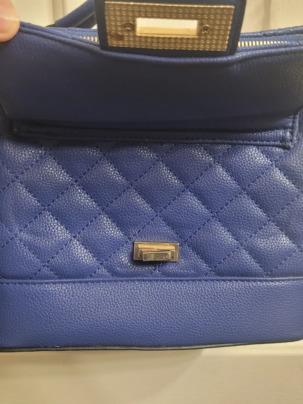 Quilted Blue Chain-Handle Crossbody Bag